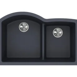Elkay Classic 33" Quartz Kitchen Sink, 55/45 Double Bowl, Dusk Gray, ELGHU3322RGY0