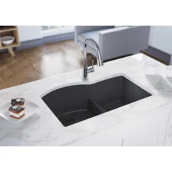 Elkay Classic 33" Quartz Kitchen Sink, 55/45 Double Bowl, Dusk Gray, ELGHU3322RGY0