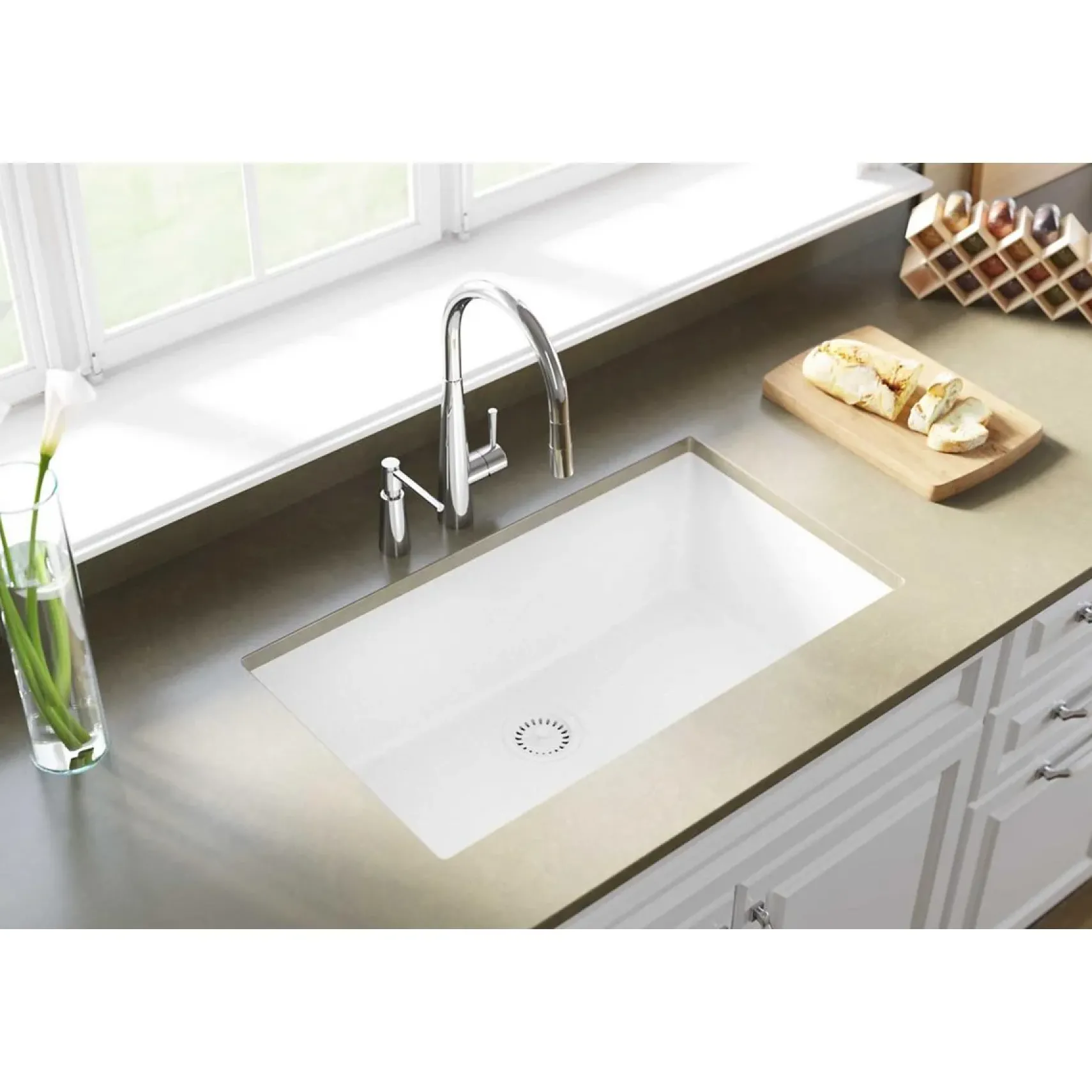 Elkay Classic 33" Quartz Kitchen Sink, White, ELGRU13322WH0