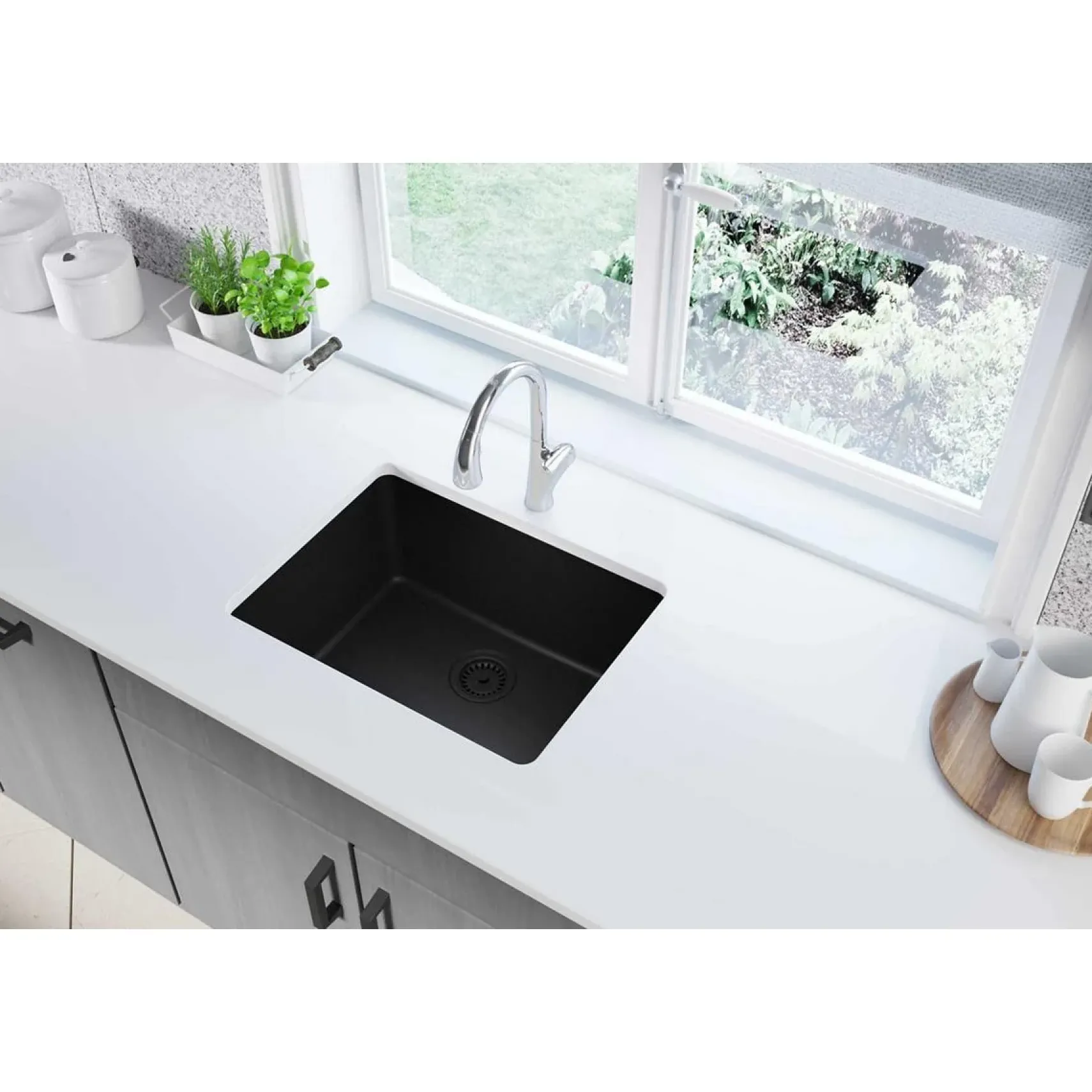 Elkay Classic 25" Quartz Kitchen Sink, Black, ELGU2522BK0