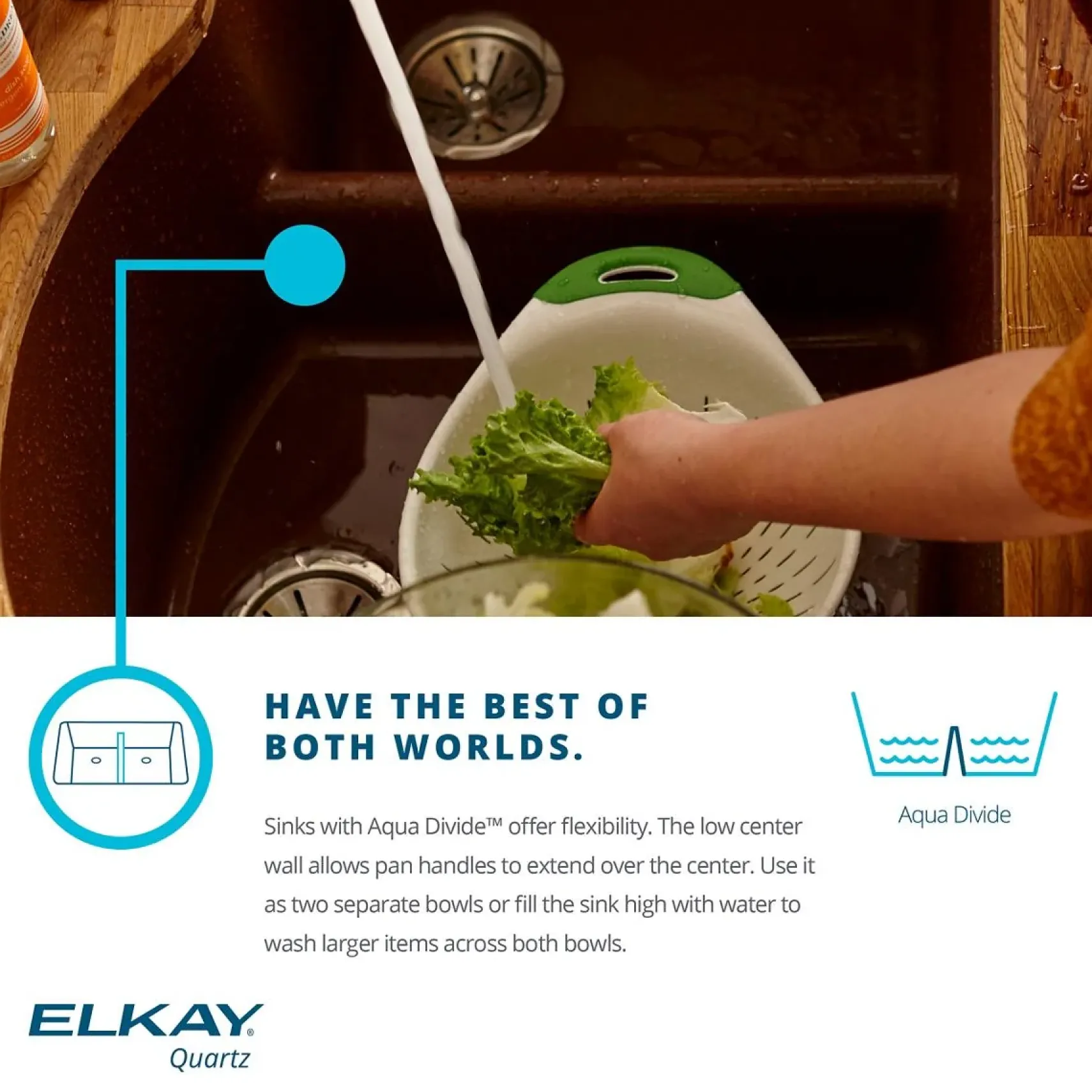 Elkay Classic 33" Quartz Kitchen Sink, 55/45 Double Bowl, Black, ELGHU3322RBK0