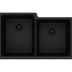 Elkay Classic 33" Quartz Kitchen Sink, 50/50 Double Bowl, Black, ELGU250RBK0