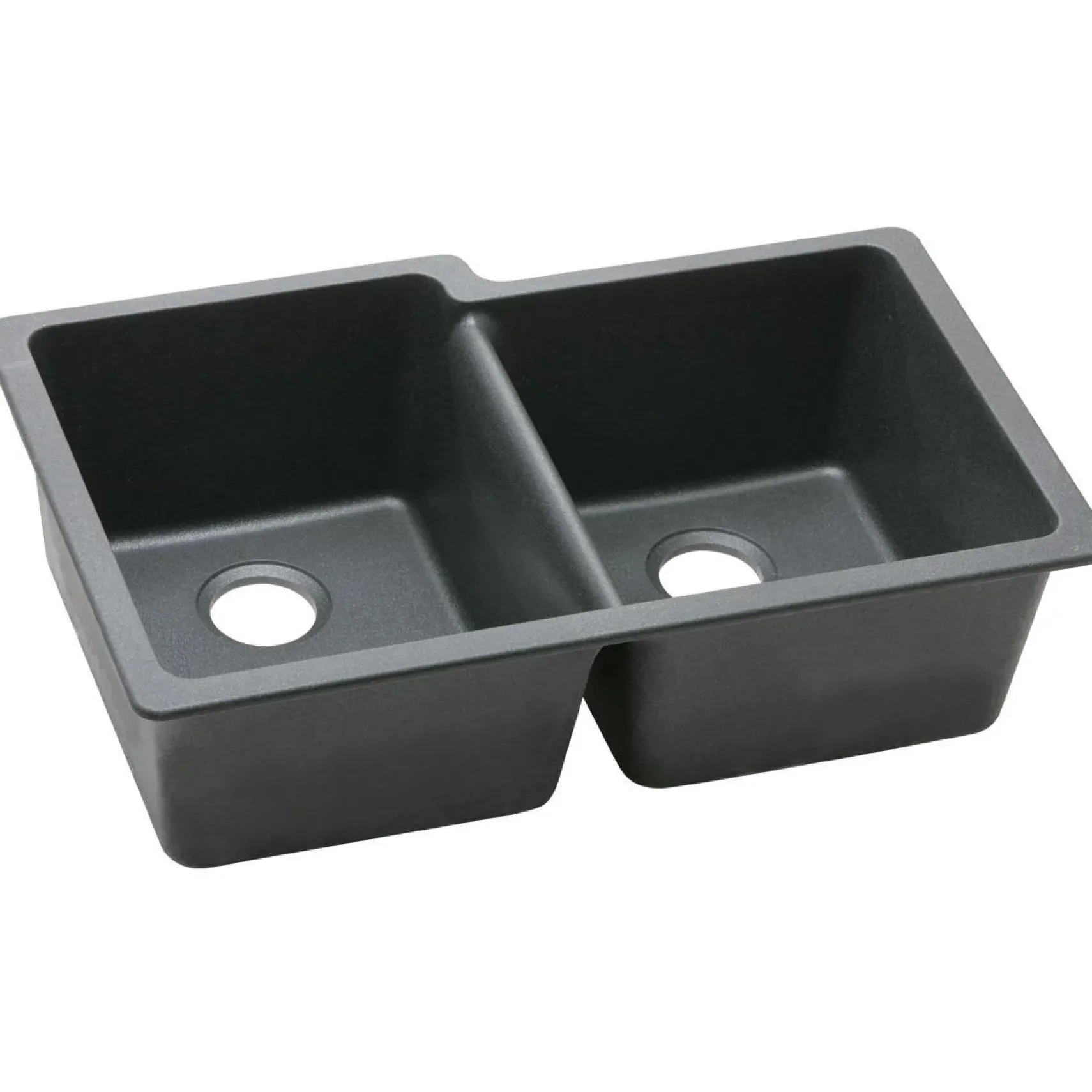 Elkay Classic 33" Quartz Kitchen Sink, 50/50 Double Bowl, Black, ELGU250RBK0
