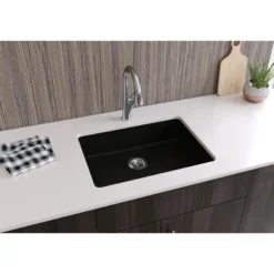 Elkay Classic 25" Quartz Kitchen Sink, Black, ELGUAD2519PDBK0