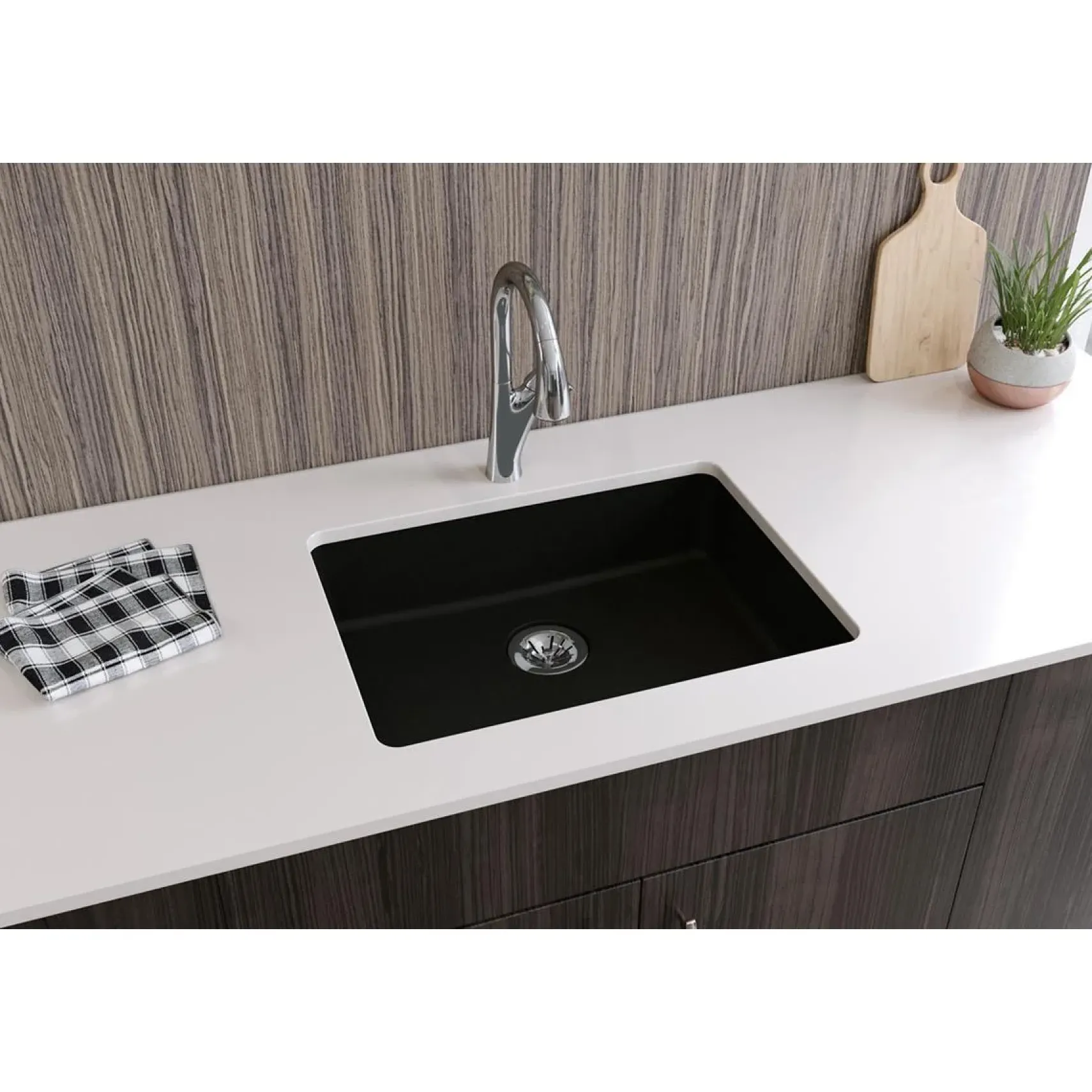 Elkay Classic 25" Quartz Kitchen Sink, Black, ELGUAD2519PDBK0