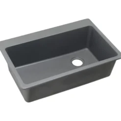 Elkay Classic 33" Quartz Kitchen Sink, Greystone, Pre-scored for up to 7 Faucet Hole, ELG13322GS0