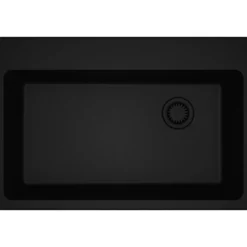 Elkay Classic 33" Quartz Kitchen Sink, Black, Pre-scored for up to 7 Faucet Hole, ELG13322BK0