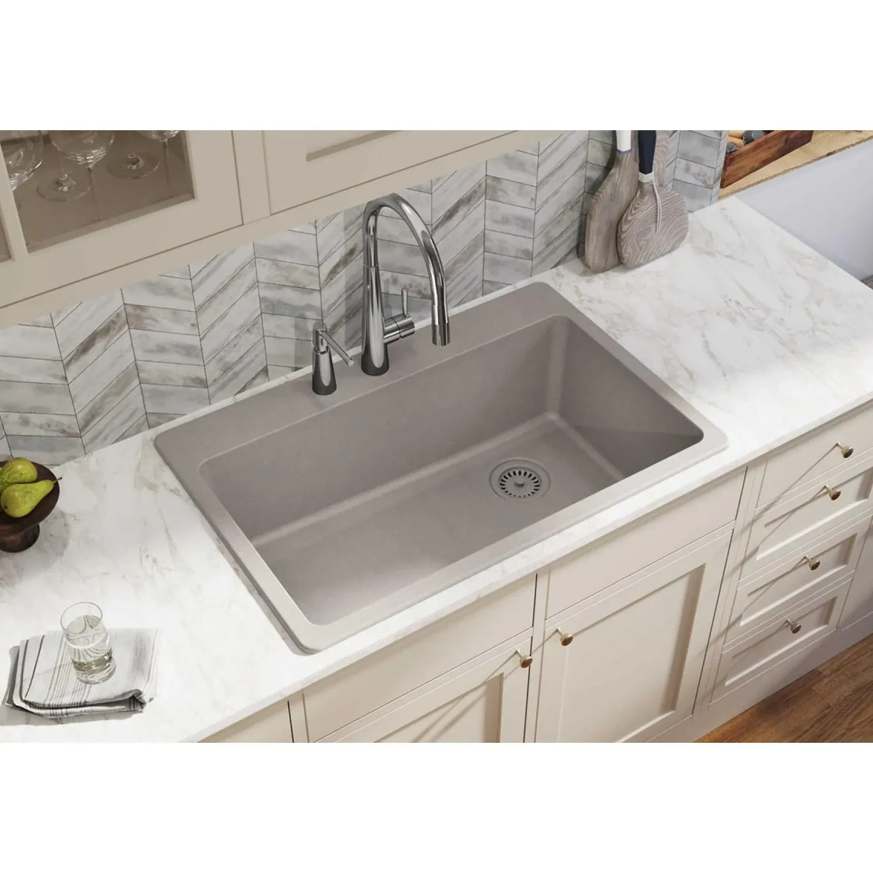 Elkay Classic 33" Quartz Kitchen Sink, Greige, ELG13322GR0