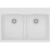 Elkay Classic 33" Quartz Kitchen Sink, 50/50 Double Bowl, White, Pre-scored for up to 5 Faucet Hole, ELGDLB3322WH0