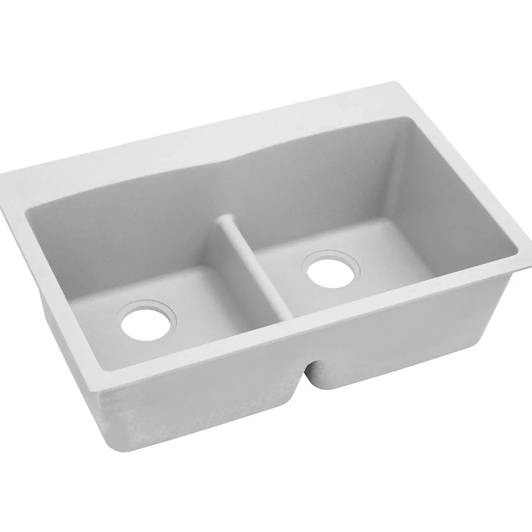 Elkay Classic 33" Quartz Kitchen Sink, 50/50 Double Bowl, White, Pre-scored for up to 5 Faucet Hole, ELGDLB3322WH0
