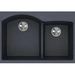 Elkay Classic 33" Quartz Kitchen Sink, 55/45 Double Bowl, Dusk Gray, Pre-scored for up to 4 Faucet Hole, ELGH3322RGY0