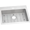 Elkay Crosstown 25" Dual Mount Stainless Steel ADA Kitchen Sink Kit, Single Bowl, Polished Satin, 1 Faucet Hole, ECTSRAD25226TBG1