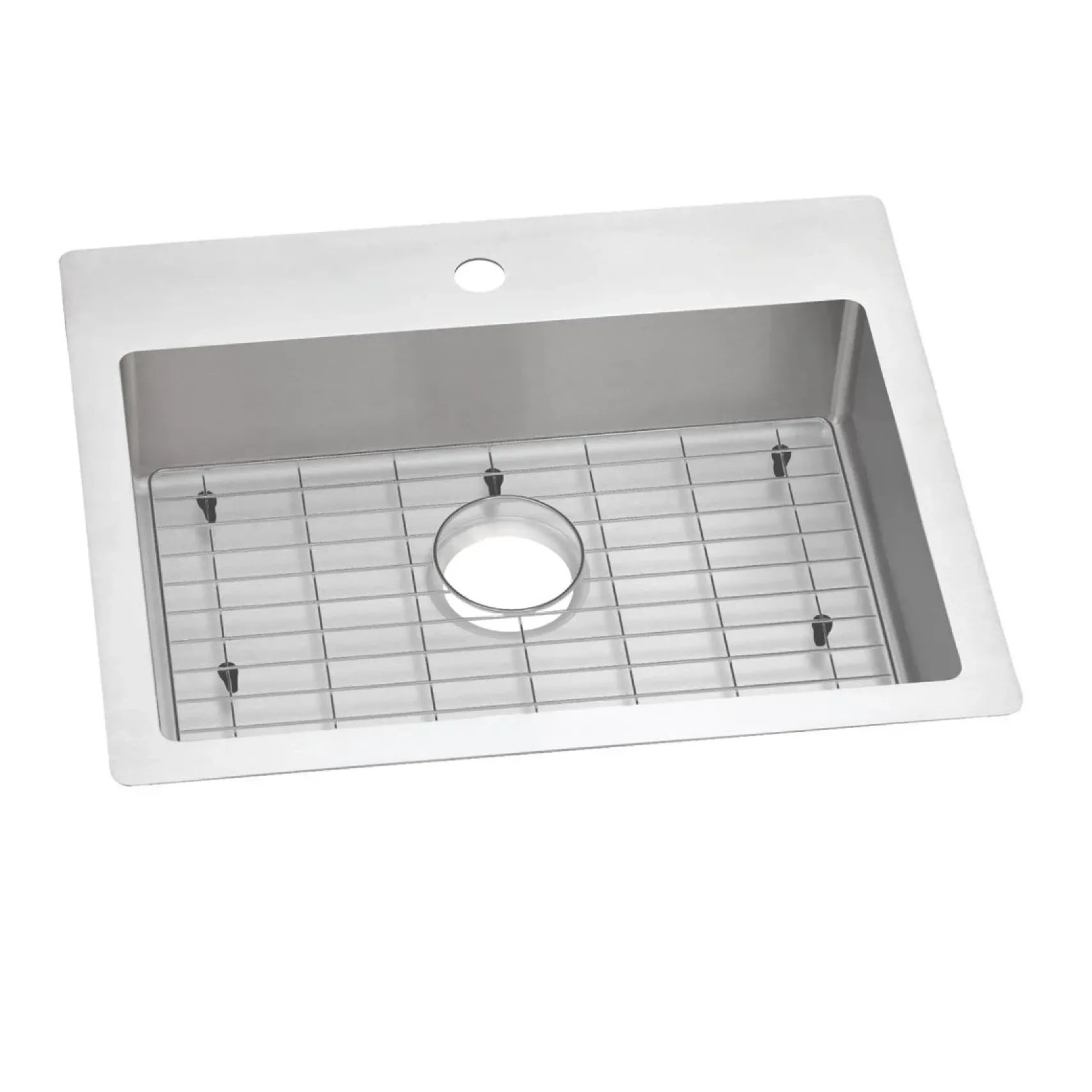 Elkay Crosstown 25" Dual Mount Stainless Steel ADA Kitchen Sink Kit, Single Bowl, Polished Satin, 1 Faucet Hole, ECTSRAD25226TBG1