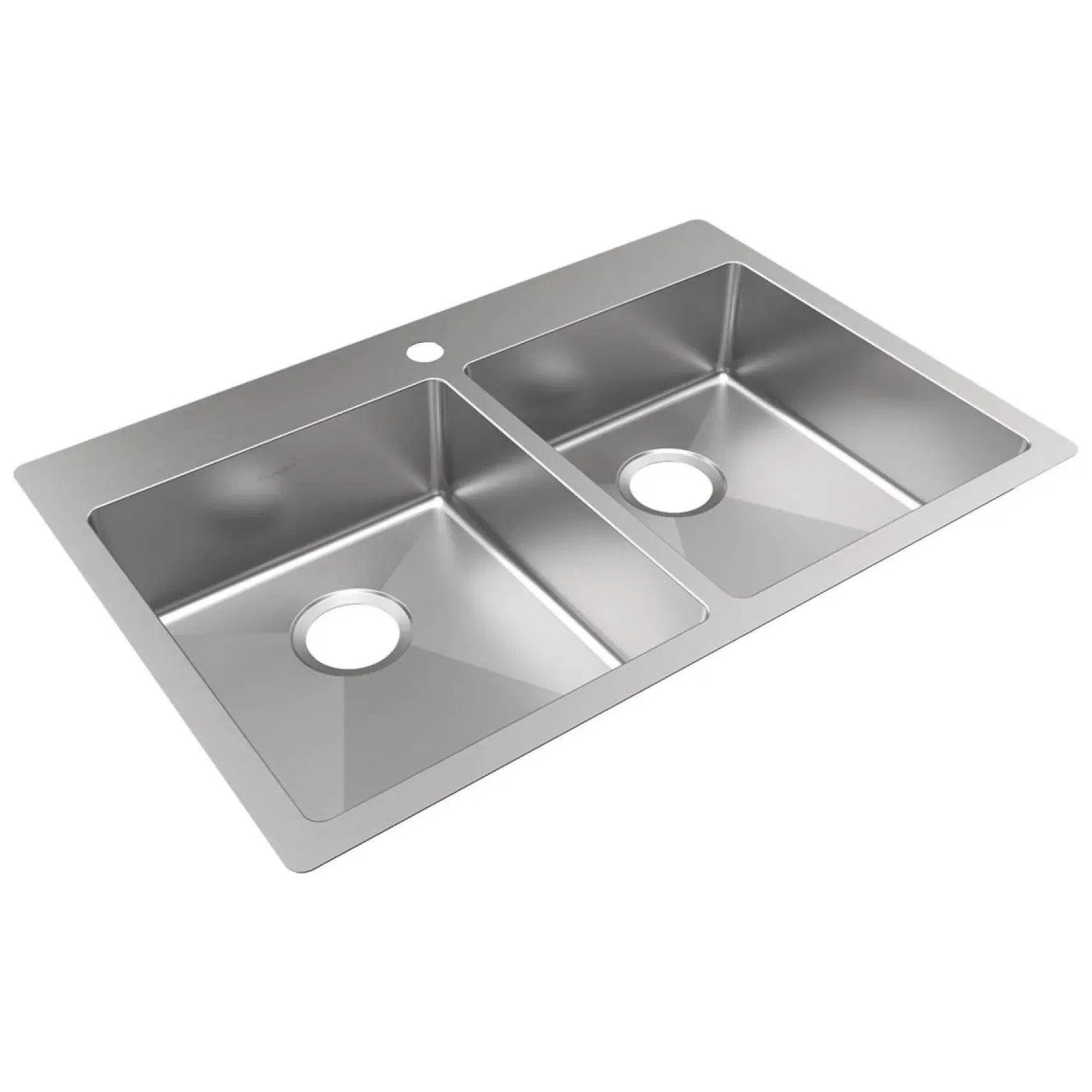 Elkay Crosstown 33" Dual Mount Stainless Steel ADA Kitchen Sink, 50/50 Double Bowl, Polished Satin, 1 Faucet Hole, ECTSRAD3322601