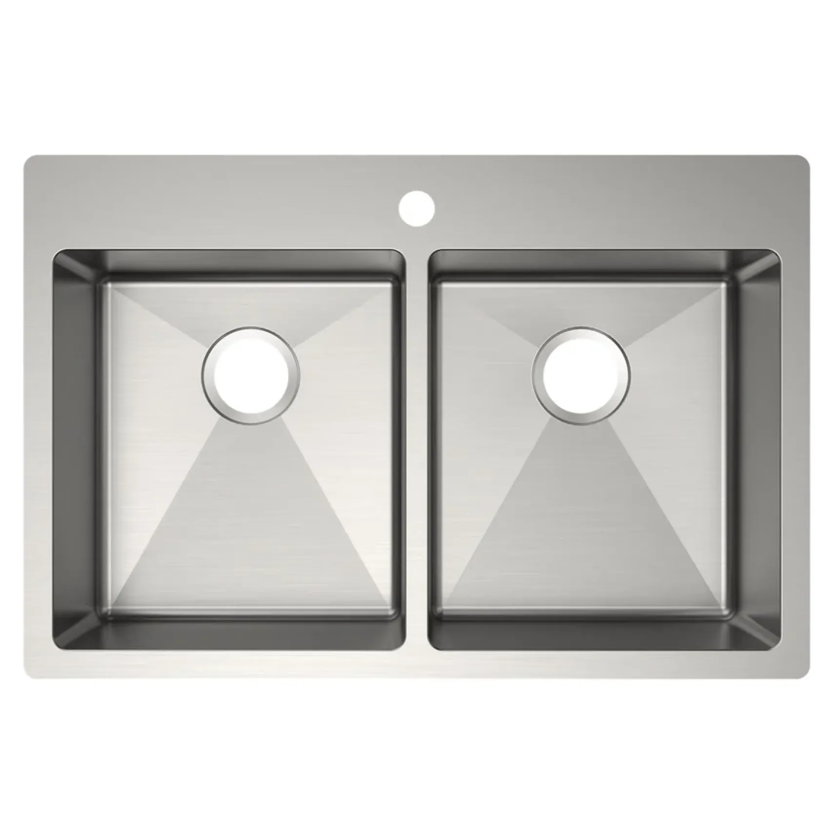 Elkay Crosstown 33" Dual Mount Stainless Steel ADA Kitchen Sink, 50/50 Double Bowl, Polished Satin, 1 Faucet Hole, ECTSRAD3322601