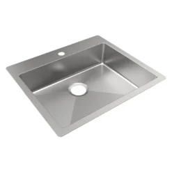 Elkay Crosstown 25" Dual Mount Stainless Steel ADA Kitchen Sink, Polished Satin, 1 Faucet Hole, ECTSRAD2522601