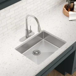 Elkay Crosstown 25" Dual Mount Stainless Steel ADA Kitchen Sink, Polished Satin, 1 Faucet Hole, ECTSRAD2522601