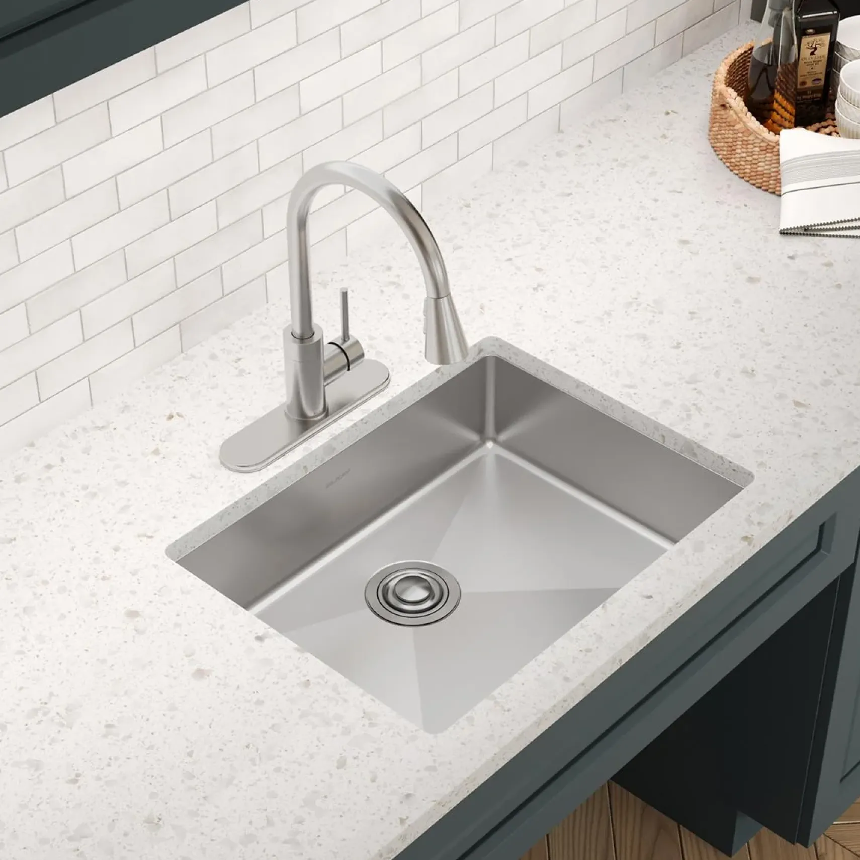 Elkay Crosstown 25" Dual Mount Stainless Steel ADA Kitchen Sink, Polished Satin, 1 Faucet Hole, ECTSRAD2522601
