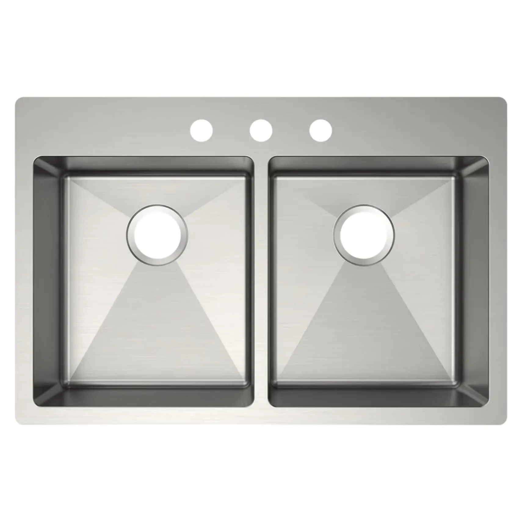 Elkay Crosstown 33" Dual Mount Stainless Steel ADA Kitchen Sink, 50/50 Double Bowl, Polished Satin, 3 Faucet Holes, ECTSRAD3322603