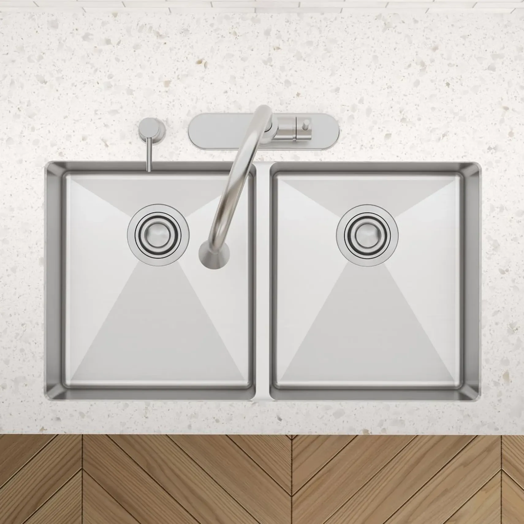Elkay Crosstown 33" Dual Mount Stainless Steel ADA Kitchen Sink, 50/50 Double Bowl, Polished Satin, 3 Faucet Holes, ECTSRAD3322603