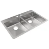 Elkay Crosstown 33" Dual Mount Stainless Steel ADA Kitchen Sink, 50/50 Double Bowl, Polished Satin, 2 Faucet Holes, ECTSRAD3322602