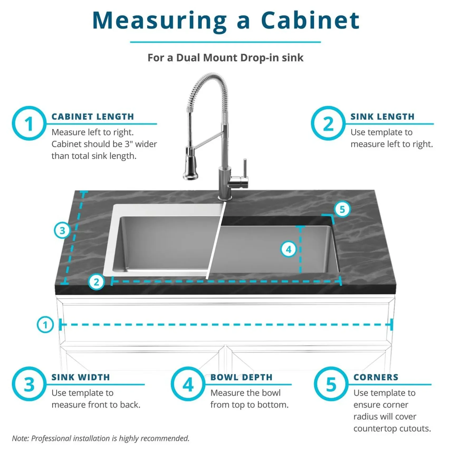 Elkay Crosstown 33" Dual Mount Stainless Steel Kitchen Sink Kit with Faucet, 50/50 with Aqua Divide Double Bowl, 18 Gauge, ECTSRA33229TFLC