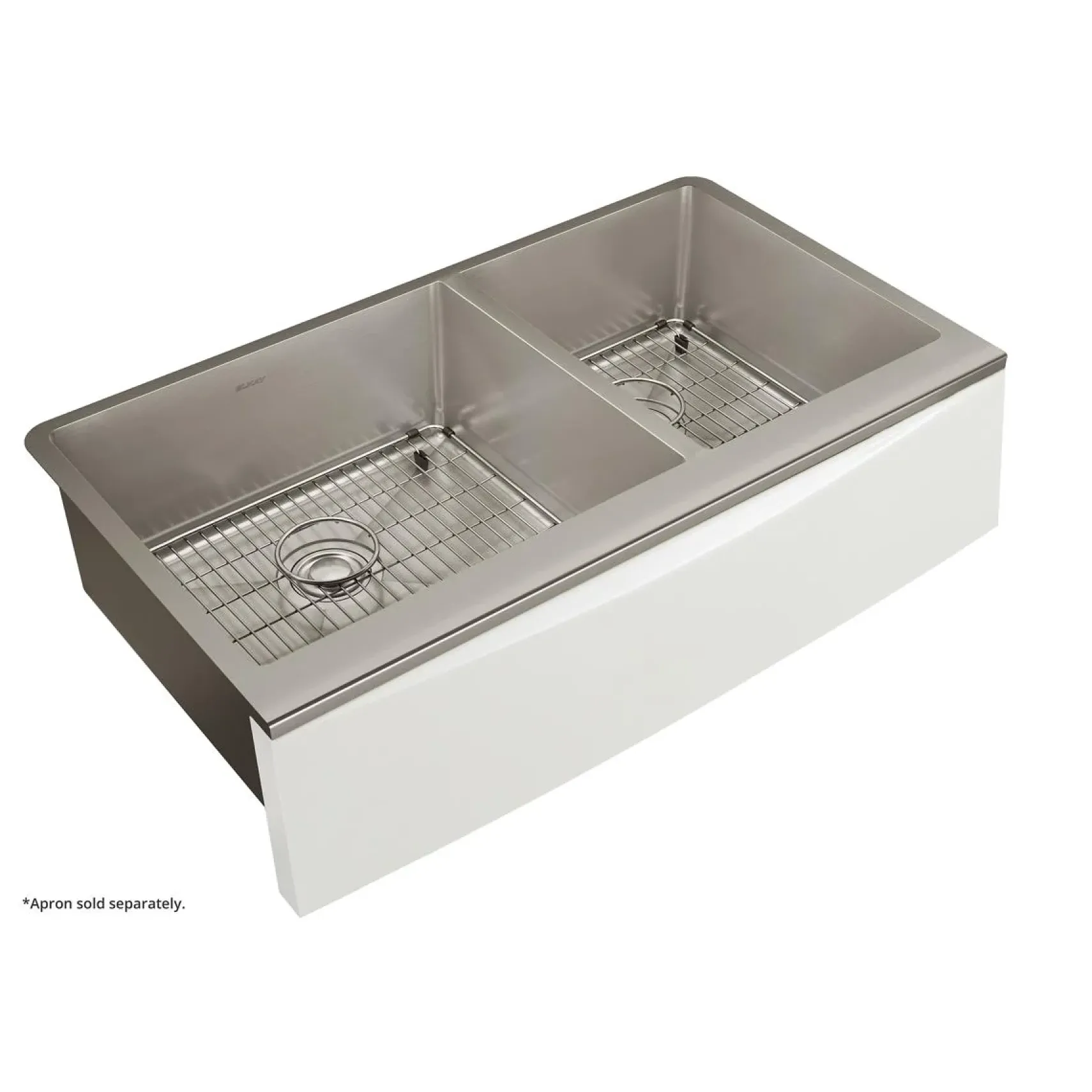 Elkay Crosstown 36" Stainless Steel Farmhouse Kitchen Sink for Interchangeable Apron, 55/65 Double Bowl, 16 Gauge, Polished Satin, CTXF234179C