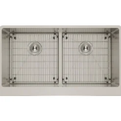 Elkay Crosstown 36" Stainless Steel Farmhouse Kitchen Sink for Interchangeable Apron, 50/50 Double Bowl, 16 Gauge, Polished Satin, CTXFA34179C