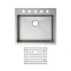 Elkay Crosstown 25" Stainless Steel Kitchen Sink Kit, Polished Satin, 5 Faucet Hole, ECTSRAD25226TBG5