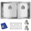 Elkay Crosstown 32" Stainless Steel Kitchen Sink, 60/40 Double Bowl, 18 Gauge, Polished Satin, ECTRU32179RTC