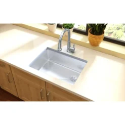Elkay Crosstown 26" Stainless Steel Kitchen Sink, 18 Gauge, Polished Satin, ECTRU24179RT
