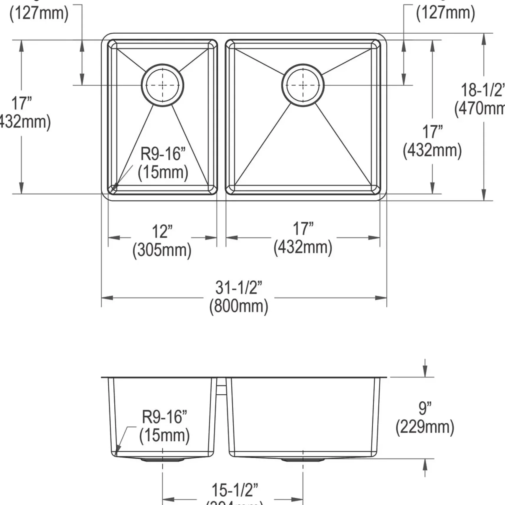 Elkay Crosstown 32" Stainless Steel Kitchen Sink, 40/60 Double Bowl, 18 Gauge, Polished Satin, ECTRU32179LT