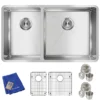 Elkay Crosstown 32" Stainless Steel Kitchen Sink, 40/60 Double Bowl, 18 Gauge, Polished Satin, ECTRU32179LTC