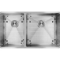 Elkay Crosstown 32" Stainless Steel Kitchen Sink, 40/60 Double Bowl, 18 Gauge, Polished Satin, ECTRU32179LTC