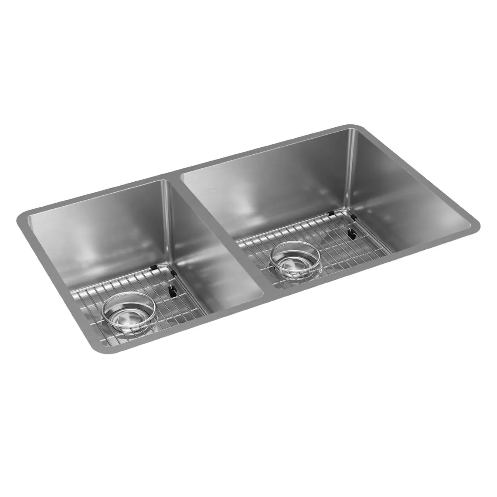 Elkay Crosstown 32" Stainless Steel Kitchen Sink, 40/60 Double Bowl, 18 Gauge, Polished Satin, ECTRU32179LTC