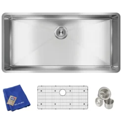 Elkay Crosstown 37" Stainless Steel Kitchen Sink, 18 Gauge, Polished Satin, ECTRU35179TC