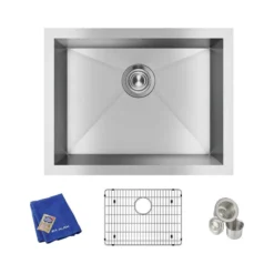 Elkay Crosstown 24" Stainless Steel Kitchen Sink, 16 Gauge, Polished Satin, EFRU211510TC