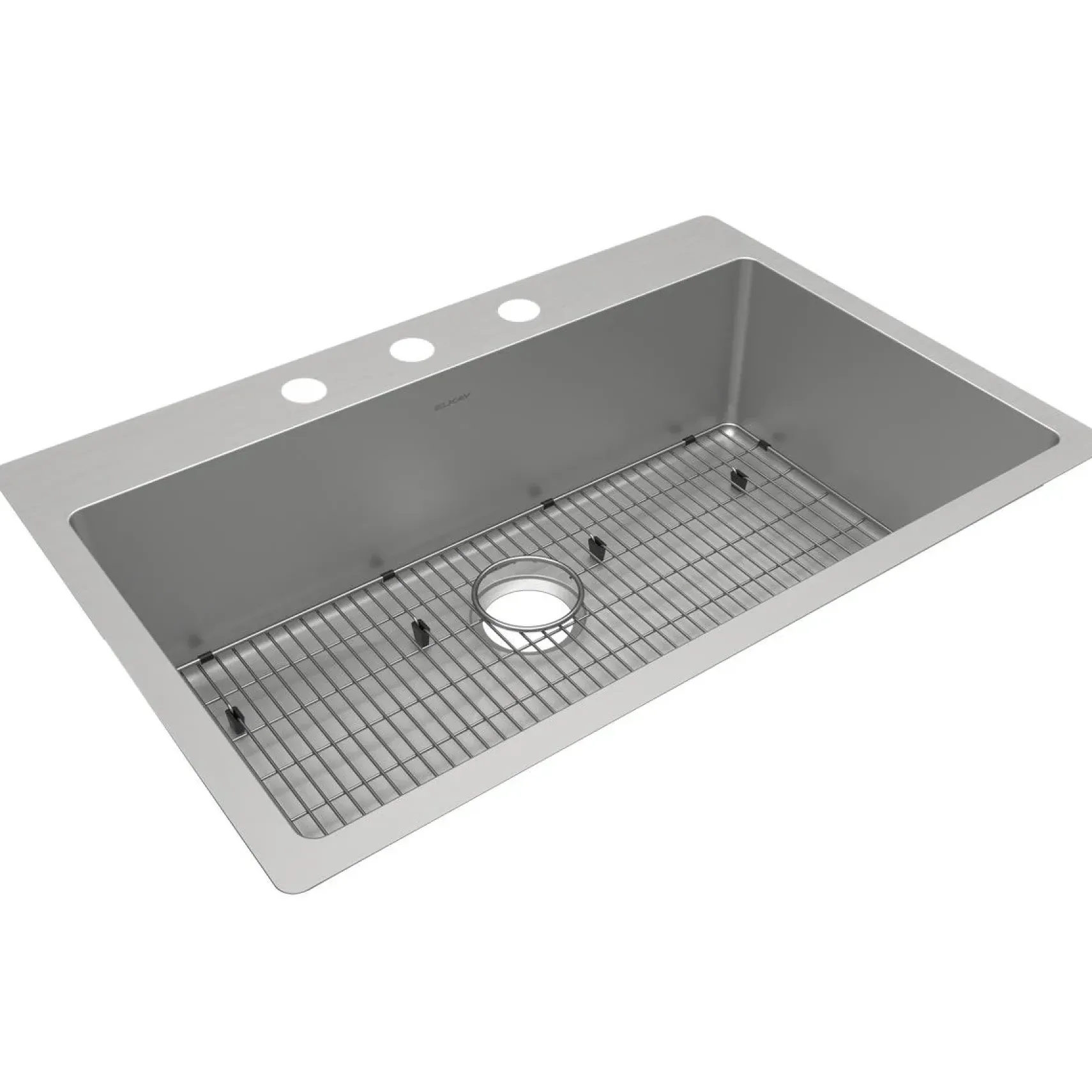 Elkay Crosstown 33" Stainless Steel Kitchen Sink Kit, Polished Satin, 3 Faucet Hole, ECTSRS33229TBG3