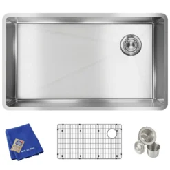 Elkay Crosstown 32" Stainless Steel Kitchen Sink, 18 Gauge, Polished Satin, ECTRU30179RTC