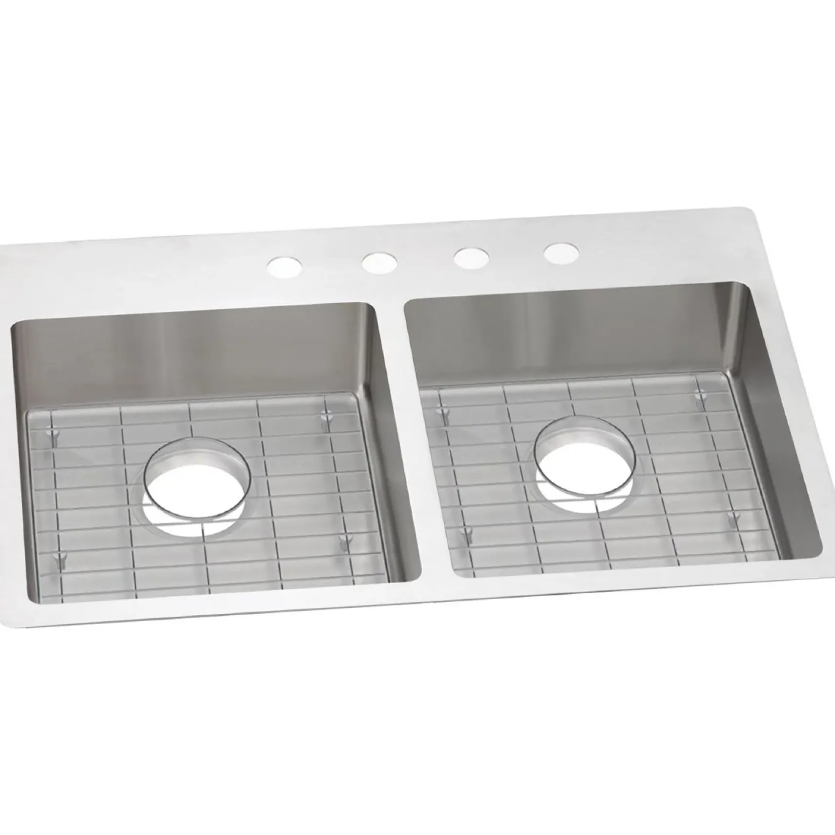 Elkay Crosstown 33" Stainless Steel Kitchen Sink, 50/50 Double Bowl, 18 Gauge, Sink Kit, Polished Satin, 2 Faucet Hole, ECTSRAD33226TBG2