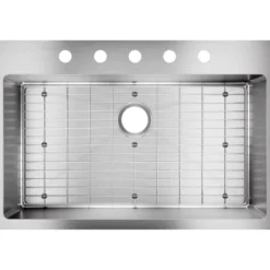 Elkay Crosstown 33" Stainless Steel Kitchen Sink Kit, Polished Satin, 5 Faucet Hole, ECTSRS33229TBG5