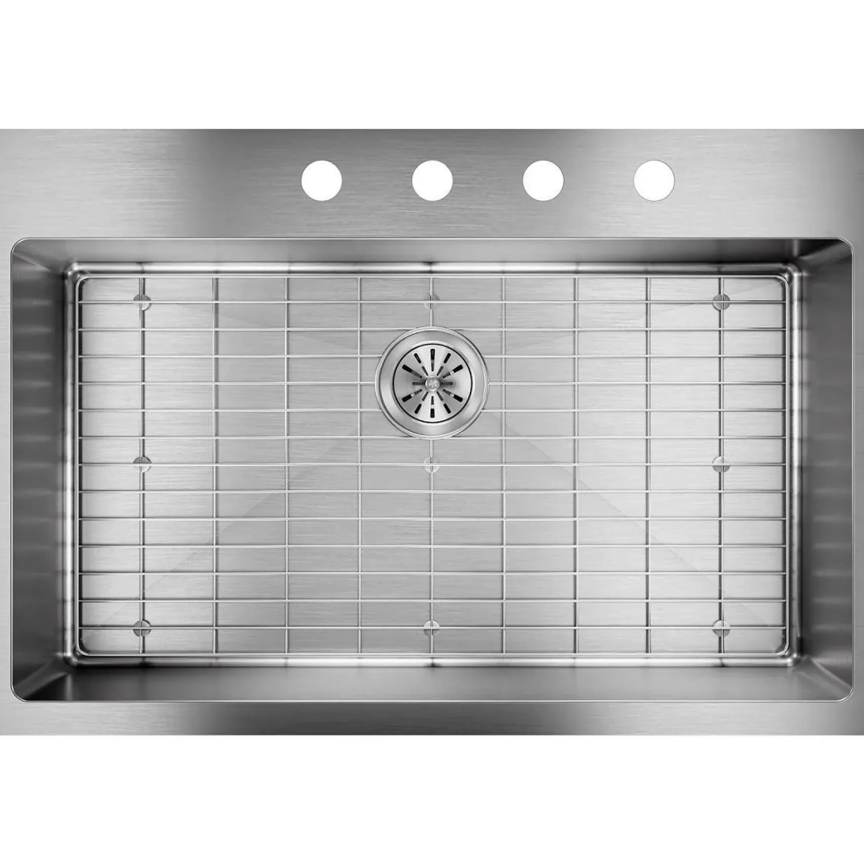 Elkay Crosstown 33" Stainless Steel Kitchen Sink Kit, Polished Satin, 4 Faucet Hole, ECTSRS33229TBG4