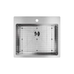 Elkay Crosstown 25" Stainless Steel Kitchen Sink Kit, Polished Satin, 1 Faucet Hole, ECTSR25229TBG1