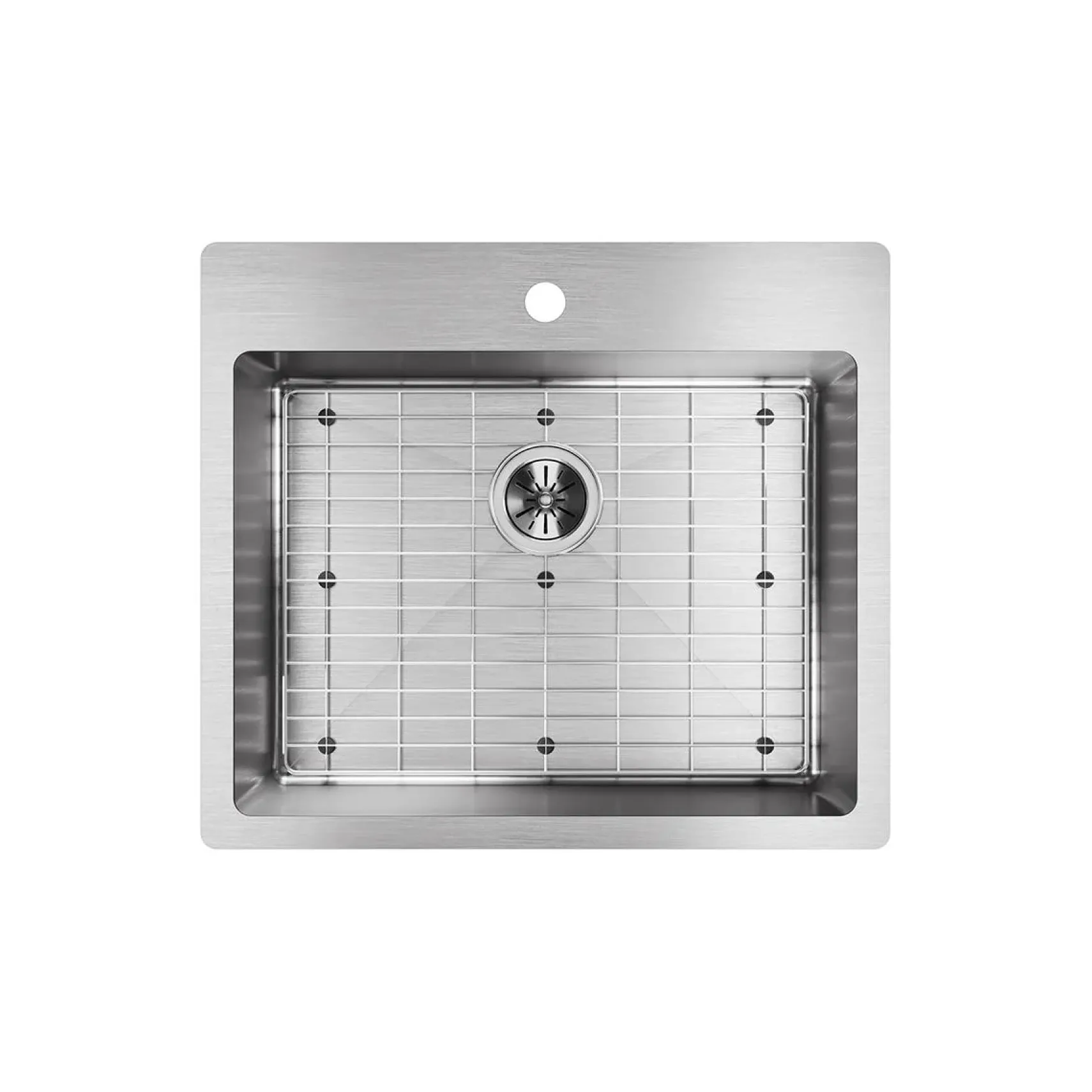 Elkay Crosstown 25" Stainless Steel Kitchen Sink Kit, Polished Satin, 1 Faucet Hole, ECTSR25229TBG1