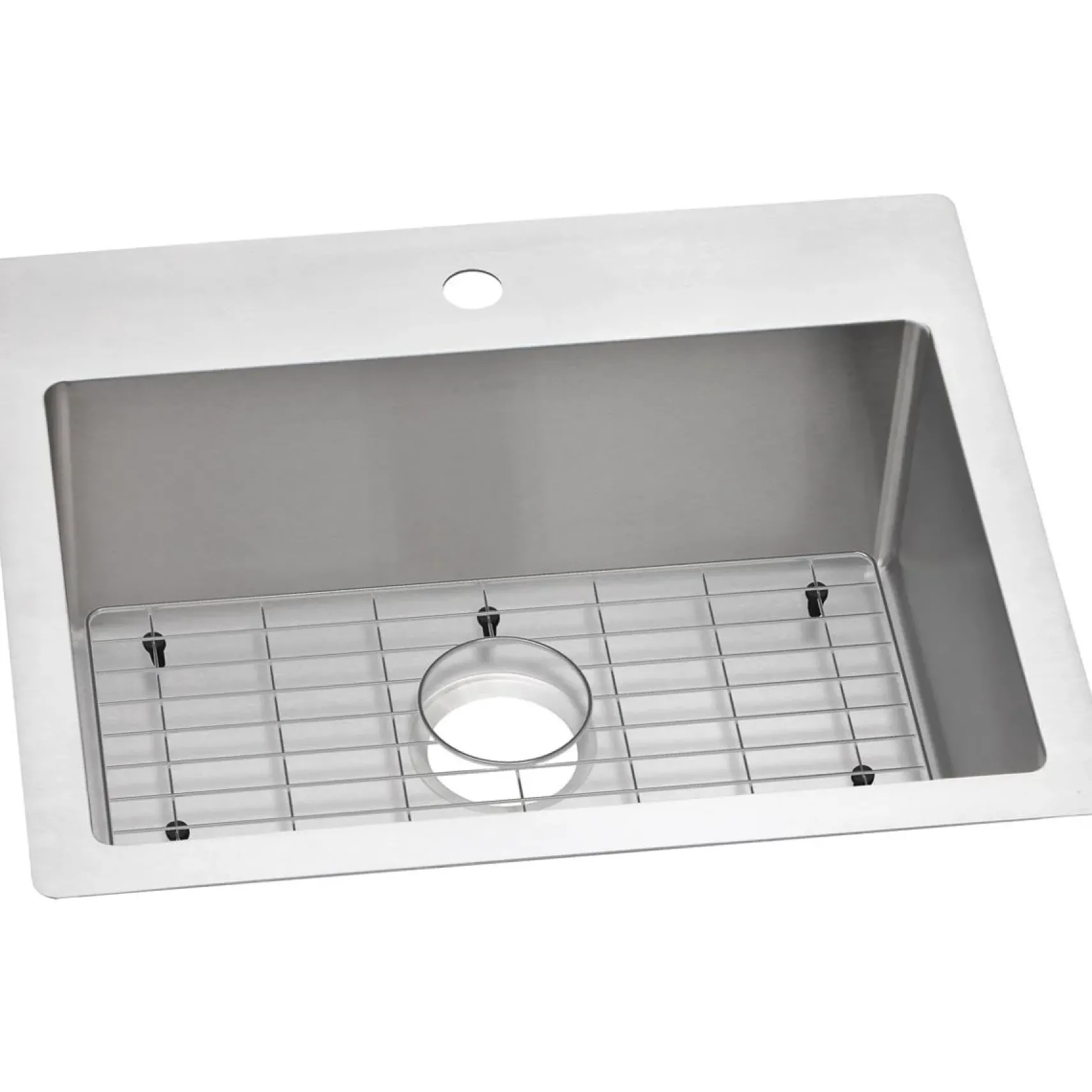 Elkay Crosstown 25" Stainless Steel Kitchen Sink Kit, Polished Satin, 1 Faucet Hole, ECTSR25229TBG1