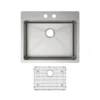 Elkay Crosstown 25" Stainless Steel Kitchen Sink Kit, Polished Satin, 2 Faucet Hole, ECTSRAD25226TBG2