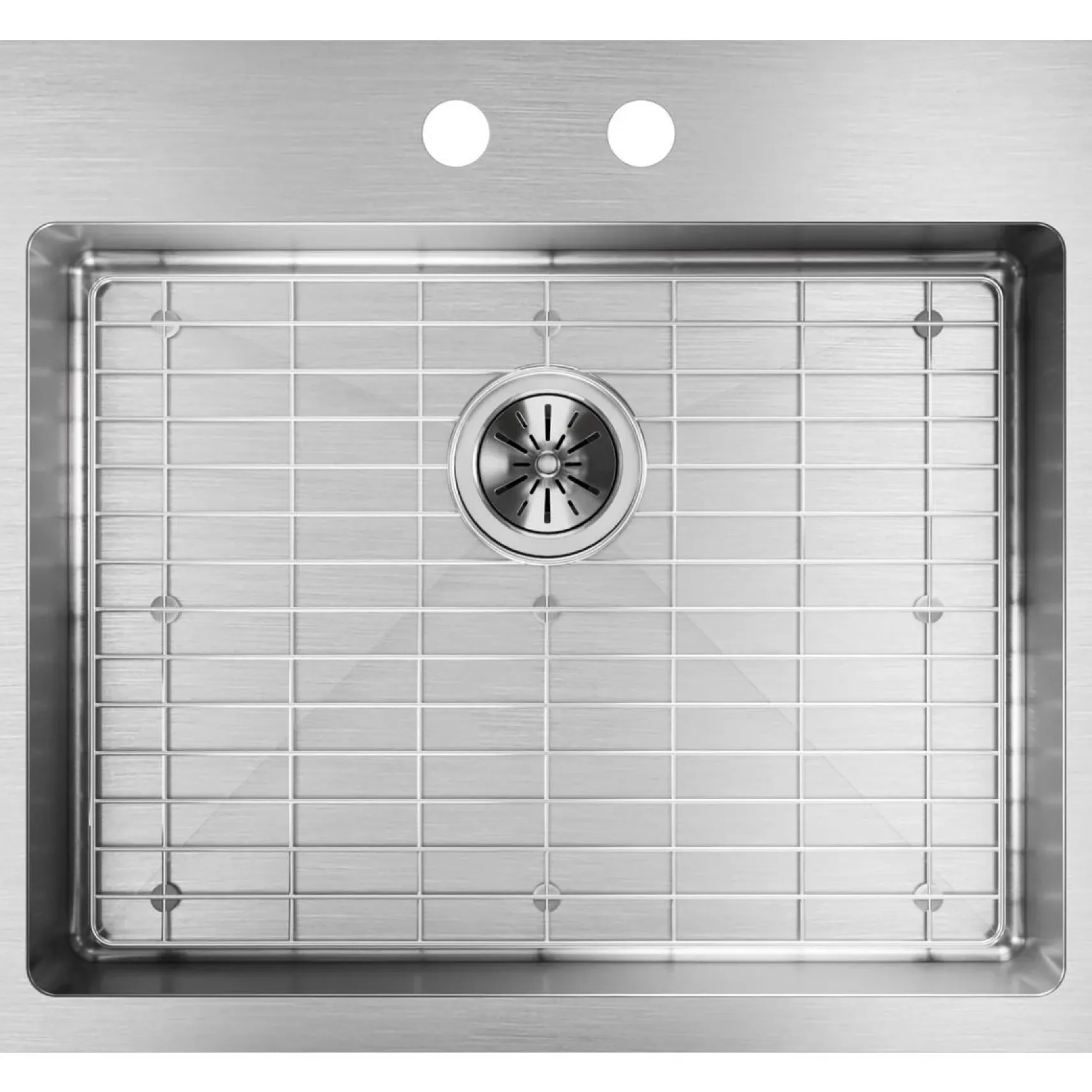 Elkay Crosstown 25" Stainless Steel Kitchen Sink Kit, Polished Satin, 2 Faucet Hole, ECTSRAD25226TBG2