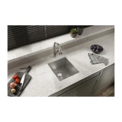 Elkay Crosstown 16" Stainless Steel Kitchen Sink, 16 Gauge, Polished Satin, EFRU131610T