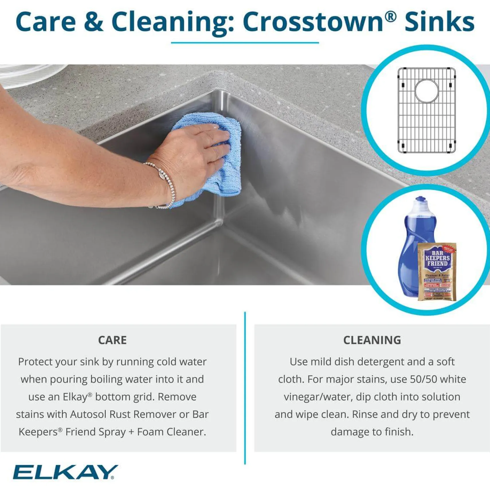 Elkay Crosstown 36" Stainless Steel Farmhouse Sink with Faucet, 50/50 with Aqua Divide Double Bowl, Polished Satin, 18 Gauge, ECTRUFA32179FBC