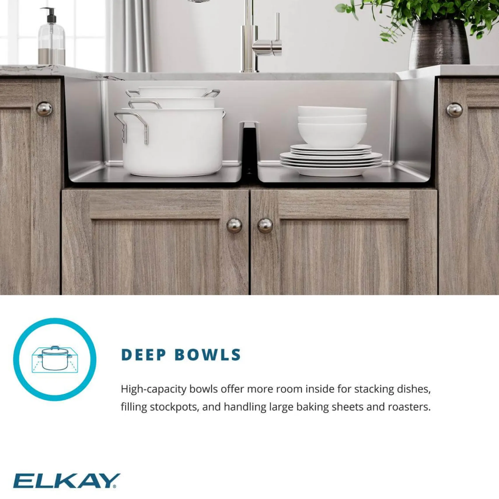 Elkay Crosstown 36" Stainless Steel Farmhouse Sink with Faucet, 50/50 with Aqua Divide Double Bowl, Polished Satin, 18 Gauge, ECTRUFA32179FBC